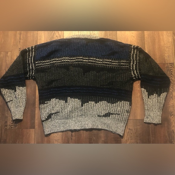 Michael Gerald Button Down Cardigan 100% Acrylic. Blue/Gray. Med. Vintage 80s - Picture 5 of 6